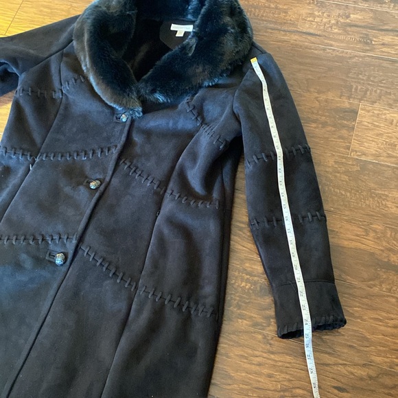 Coldwater Creek Faux Suede & Fur Winter Long Coat - Picture 5 of 8